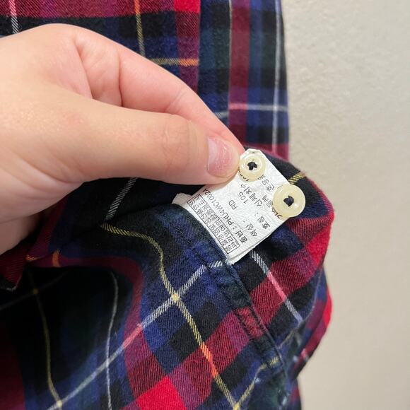Polham Flannel Check Button Down Boyfriend Shirt Red Blue Oversized Size Small - Picture 7 of 7